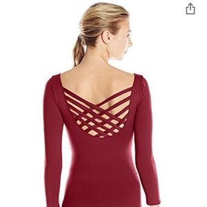 Danskin 3/4 Sleeve Leotard-Merlot-Adult M